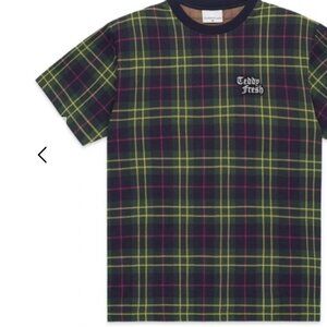 Street Fashion x Teddy Fresh Green Plaid Patchwork Size L NWT